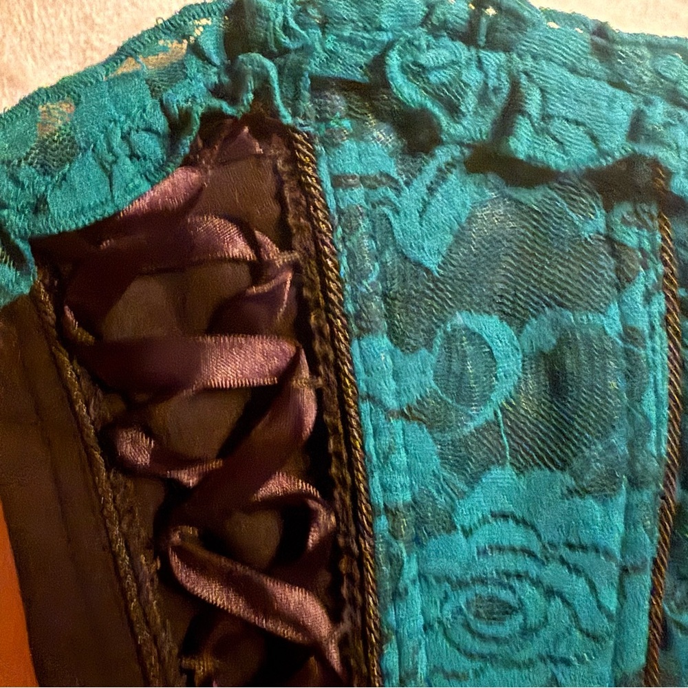 Vintage Y2K Hot Topic Emerald Black Lace Brocade Corset Bustier Top NWT Size L - Picture 10 of 10